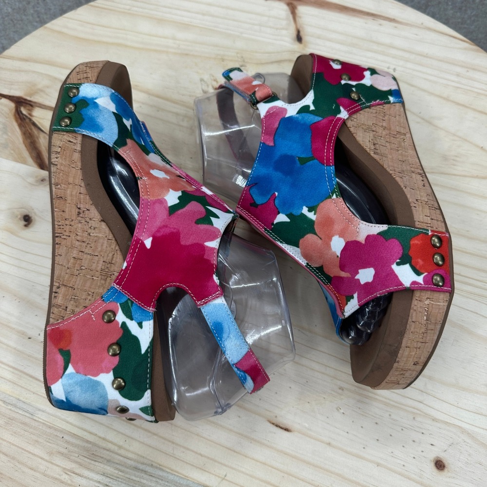 Corkys Carley Wedge Sandals Womens 8 Multicolor Floral Studded Cork Platform - Picture 7 of 12